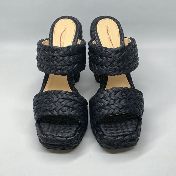 Bottega Veneta Trinity Weave Black Raffia Platform Sandals size 38 - Picture 5 of 13